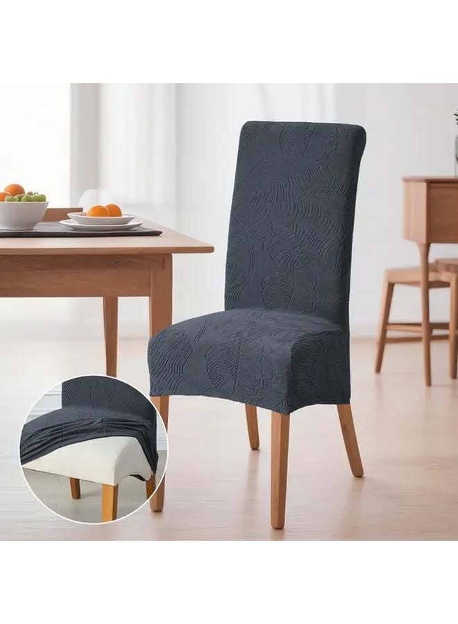4pcs Grass Green Spandex Leaf Jacquard High Back Dining Chair Covers Machine Washable - Image 5